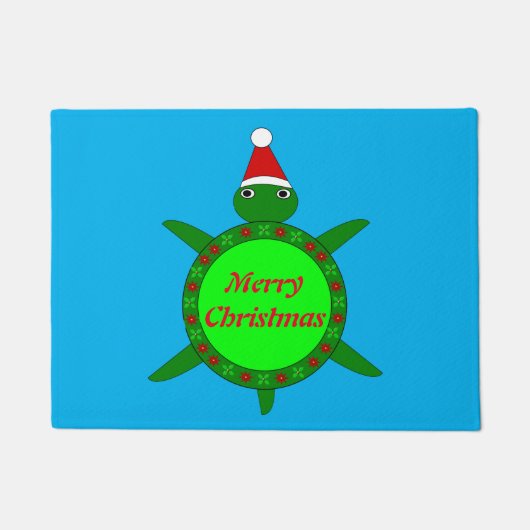 Kute kerstschildpad met Flowery Shell Custom Deurmat (Voorkant)