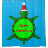 Kute kerstschildpad met Flowery Shell Custom Douchegordijn (Voorkant)