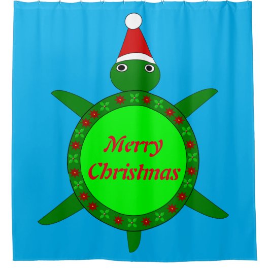 Kute kerstschildpad met Flowery Shell Custom Douchegordijn (Voorkant)