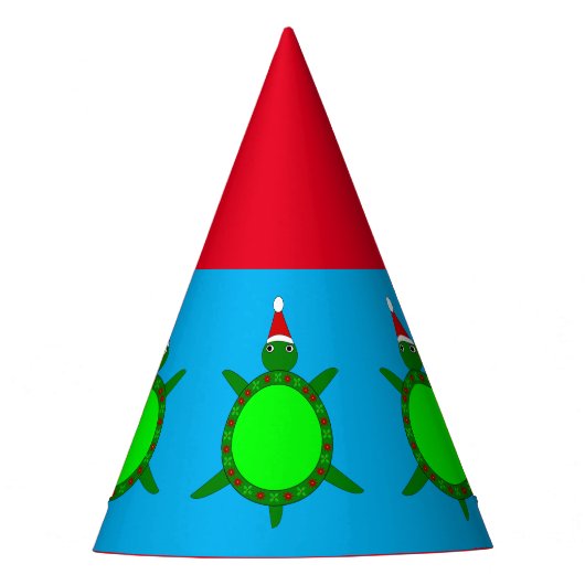 Kute kerstschildpad met Flowery Shell Custom Feesthoedjes (Voorkant)