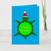 Kute kerstschildpad met Flowery Shell Custom Folie Wenskaart (Voorkant)