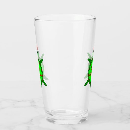 Kute kerstschildpad met Flowery Shell Custom Glas (Links)