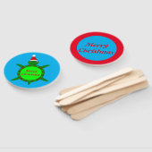 Kute kerstschildpad met Flowery Shell Custom Handwaaier (Niet-gemonteerd)