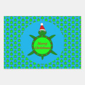 Kute kerstschildpad met Flowery Shell Custom Inpakpapier Vel (Voorkant)