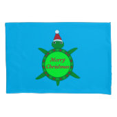 Kute kerstschildpad met Flowery Shell Custom Kussensloop (Voorkant)