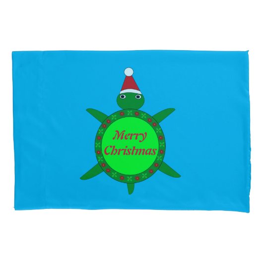 Kute kerstschildpad met Flowery Shell Custom Kussensloop (Voorkant)