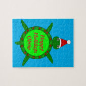 Kute kerstschildpad met Flowery Shell Custom Legpuzzel (Horizontaal)