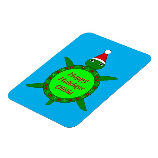 Kute kerstschildpad met Flowery Shell Custom Magneet (Linkerzijde)