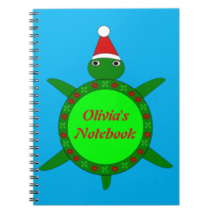 Kute kerstschildpad met Flowery Shell Custom Notitieboek