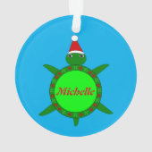 Kute kerstschildpad met Flowery Shell Custom Ornament (achterkant)