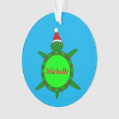 Kute kerstschildpad met Flowery Shell Custom Ornament (voorkant)