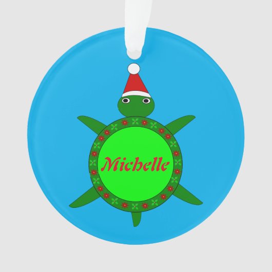 Kute kerstschildpad met Flowery Shell Custom Ornament (voorkant)