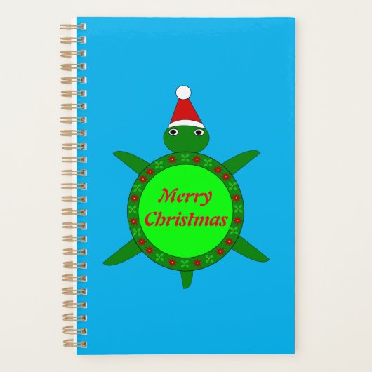 Kute kerstschildpad met Flowery Shell Custom Planner (Voorkant)