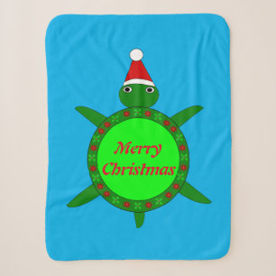 Kute kerstschildpad met Flowery Shell Custom Sherpa Deken