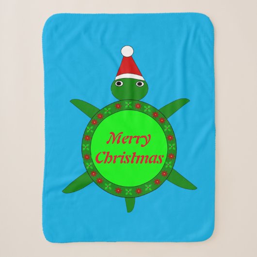 Kute kerstschildpad met Flowery Shell Custom Sherpa Deken (Voorkant)