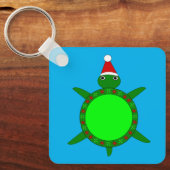 Kute kerstschildpad met Flowery Shell Custom Sleutelhanger (Voorkant)