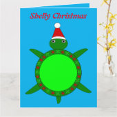 Kute kerstschildpad met Flowery Shell Kaart (Gele Bloem)