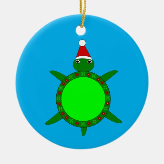 Kute kerstschildpad met Flowery Shell Keramisch Ornament (Voorkant)