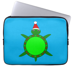 Kute kerstschildpad met Flowery Shell Laptop Sleeve