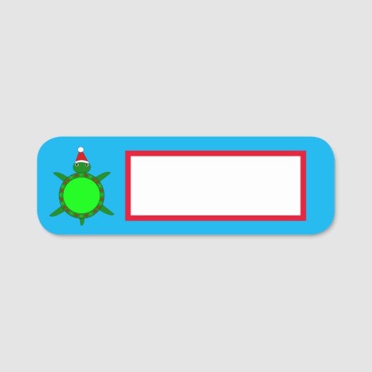 Kute kerstschildpad met Flowery Shell Naamplaatje (Voorkant)