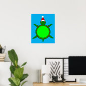 Kute kerstschildpad met Flowery Shell Poster (Thuiskantoor)