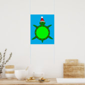 Kute kerstschildpad met Flowery Shell Poster (Keuken)