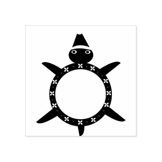 Kute kerstschildpad met Flowery Shell Rubberstempel (Afrduk)