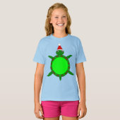 Kute kerstschildpad met Flowery Shell T-shirt (Voorkant volledig)