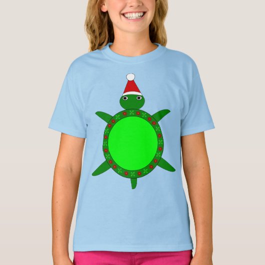 Kute kerstschildpad met Flowery Shell T-shirt (Voorkant)
