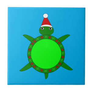 Kute kerstschildpad met Flowery Shell Tegeltje