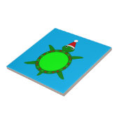 Kute kerstschildpad met Flowery Shell Tegeltje (Zijkant)