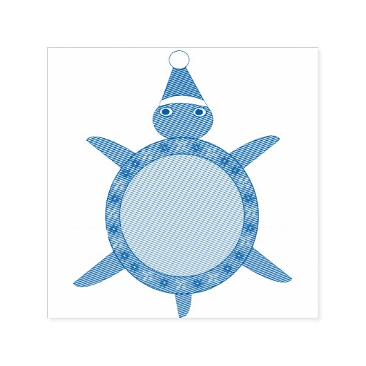 Kute kerstschildpad met Flowery Shell Zelfinktende Stempel (Design)