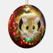 Kute kerstsiermuis keramisch ornament (Links)