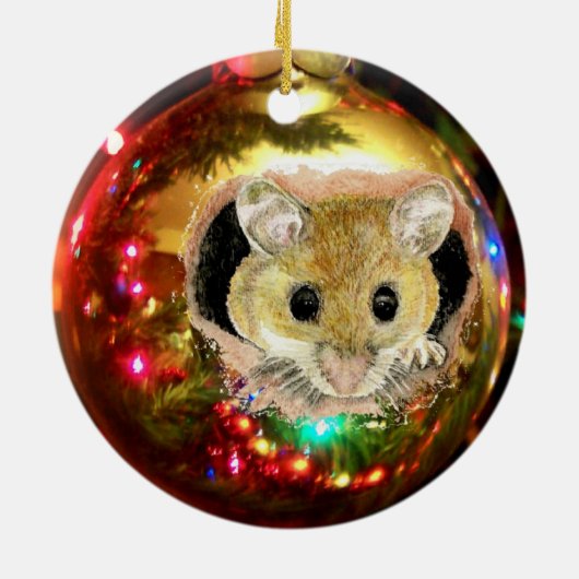 Kute kerstsiermuis keramisch ornament (Achterkant)