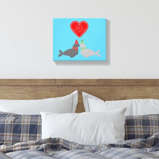 Kute kerstsissszegels canvas afdruk (Insitu (Slaapkamer))