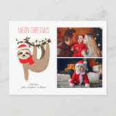 Kute kerstsleuf 2 fotocollage feestdagenkaart (Voorkant)