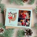 Kute kerstsleuf 2 fotocollage feestdagenkaart<br><div class="desc">Kute kerstluidop op maat gemaakte fotokaarten.</div>