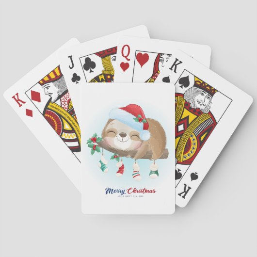 Kute kerstsleuf pokerkaarten (Achterkant)