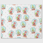 Kute kerstsnowglobe-vakantiepapier cadeaupapier (Vlak)