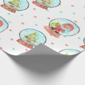 Kute kerstsnowglobe-vakantiepapier cadeaupapier (Hoek)