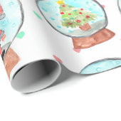 Kute kerstsnowglobe-vakantiepapier cadeaupapier (Rol Hoek)