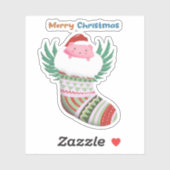 Kute kerstsock sticker (Vel)