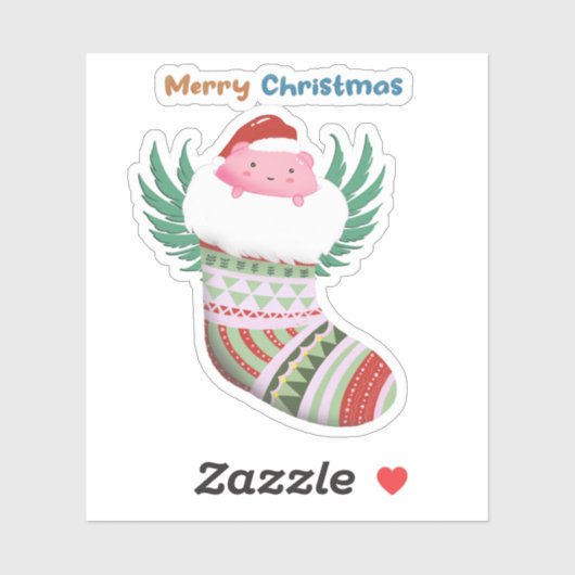 Kute kerstsock sticker (Vel)