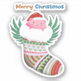 Kute kerstsock sticker
