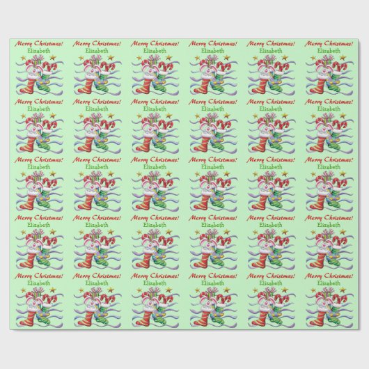 Kute kerststaart Bunny Personalized Cadeaupapier (Vlak)