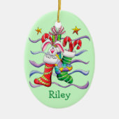 Kute kerststaart Bunny Personalized Keramisch Ornament (Voorkant)