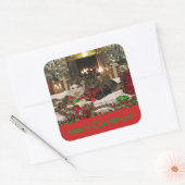 Kute kerststaartsticker vierkante sticker (Envelop)