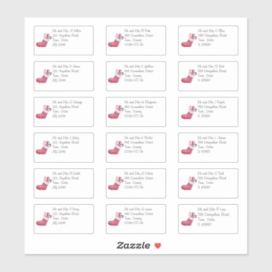 Kute kerststalling Individuele naam en adres Sticker (Vel)