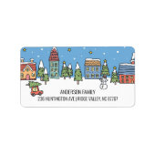 Kute kerststedenhuislabel etiket (Voorkant)