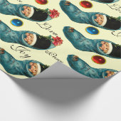 Kute kerststop, klein kind, crème cadeaupapier (Hoek)